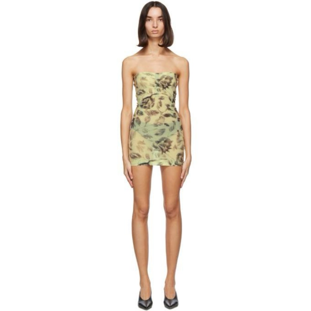 Charlotte Knowles Yellow and Black Rose Skinn Dress